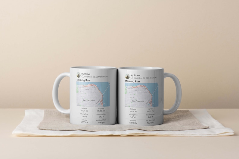 Mug carte Strava, cadeau mug coureur, activité sportive de course personnalisée, tasse à thé marathon personnalisée, totaux de randonnée, cadeau itinéraire cycliste image 6