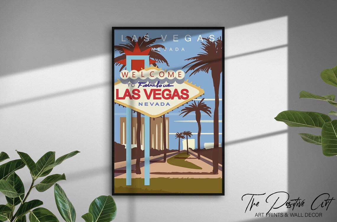 Las Vegas Vintage Travel Poster City Retro Travel Print Etsy