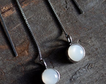 Milky Quartz Threader Earrings