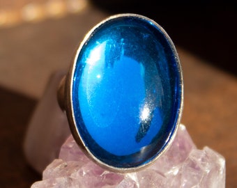 Blue Czech Glass Ring