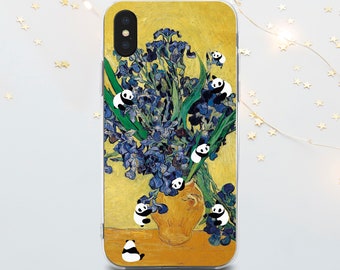 Panda Art TPU Phone Case: Irises and Pandas