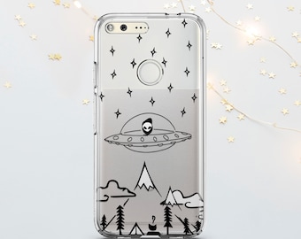 Alien Spaceship TPU Phone Case: iPhone, Google Pixel, for Samsung