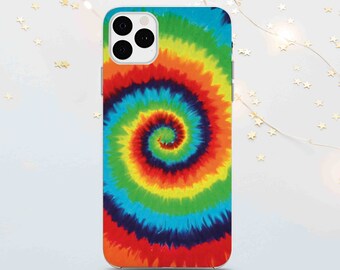 Tie Dye Phone Case: Rainbow Swirl TPU Cover