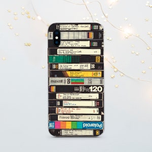 Retro VHS tapes iPhone case 16 15 14 13 12 11 Pro Max, VHS movie poster Google Pixel case 9 8, Video cassette for Samsung case S24 S23 Plus