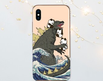 Anime Dinosaur Panda Wave Phone Case