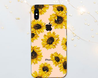 Funda de teléfono con diseño de girasol: carcasa de TPU con diseño floral para iPhone, Google Pixel y Samsung.