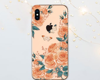 Floral TPU Phone Case: Rose & Butterfly Design