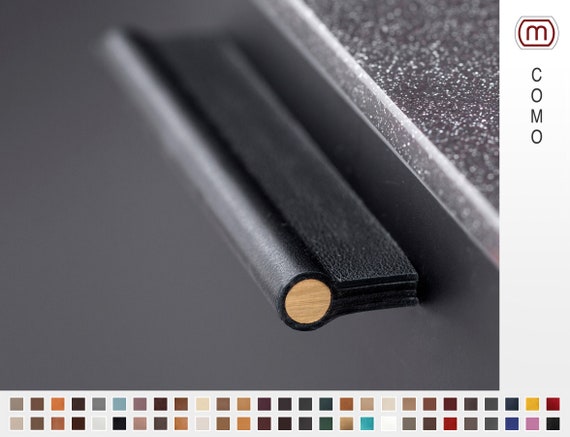 Edle Schrankgriffe aus Leder, Küchengriffe, Möbelgriffe in vielen Farben und Dekorstäben aus Aluminium, Edelstahl, Messing oder Kupfer COMO