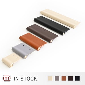 Edge handles for narrow gabs and mirror doors, edge pulls, cabinet pulls, kitchen handles, made of leather in many colors, series KENT