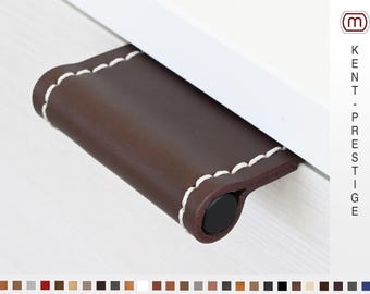 Schubladengriffe, Möbelgriffe, Schrankgriffe, Kantengriffe aus Leder, Ledergriffe mit Ziernaht, handmade in Germany - KENT-PRESTIGE