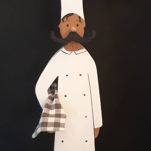 Wooden figure Sauterelle* chef chef star chef decoration shabby wood figure gift restaurant decoration gourmet 36 cm high wooden figures shabby chic