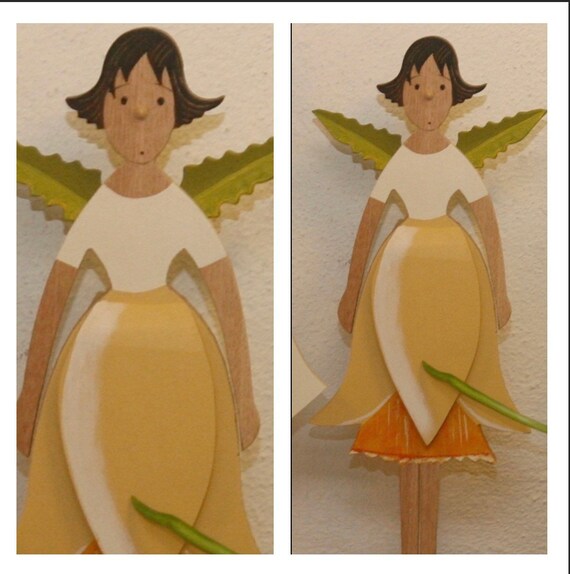 Wooden Figurine Sauterelle Flower Girl Wooden Figures Wooden Etsy