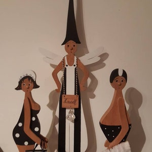 Holzfigur Sauterelle* Hauself Elfe Holzfigur Handarbeit  Woodart Hokzdeko  Holz Figur Deko ca.47 cm hoch Geschenk