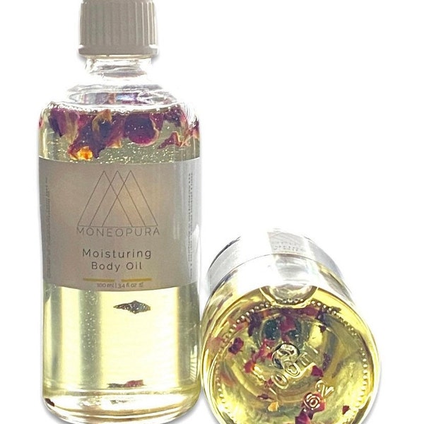 Organic Rose Body Oil - Body Oil - Rose Infused Oil - Oil Moisturiser - Massage Oil - Beautifully Scented- New Rose Scent - Vegan