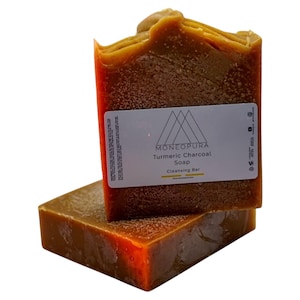 Jabón artesanal de cúrcuma - Jabón natural - Jabón facial y corporal - Jabón exfoliante e iluminador - Barra de jabón - Vegano