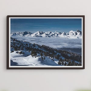 Schweizer Landschaft Kunstdruck vom Skistation Nax in den Schweizer Alpen | Kunstdruck | Landschaftsposter vom Skigebiet | Wanddekoration