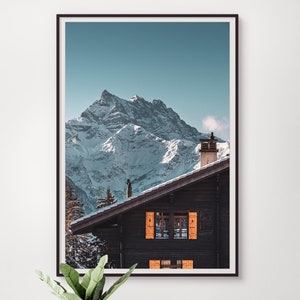 Villars Dorf mit Blick auf die Dents du Midi | Landschaftsposter in Fine Art Print und Museumsqualität aus den Schweizer Alpen