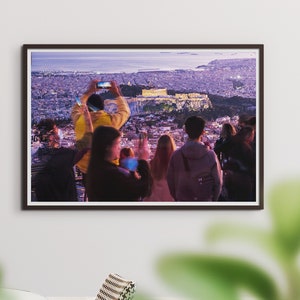 Acropolis, Parthenon and Athens panoramic view from Lycabettus hill in Greece | Cityscape wall decor from Athens | Wall print poster