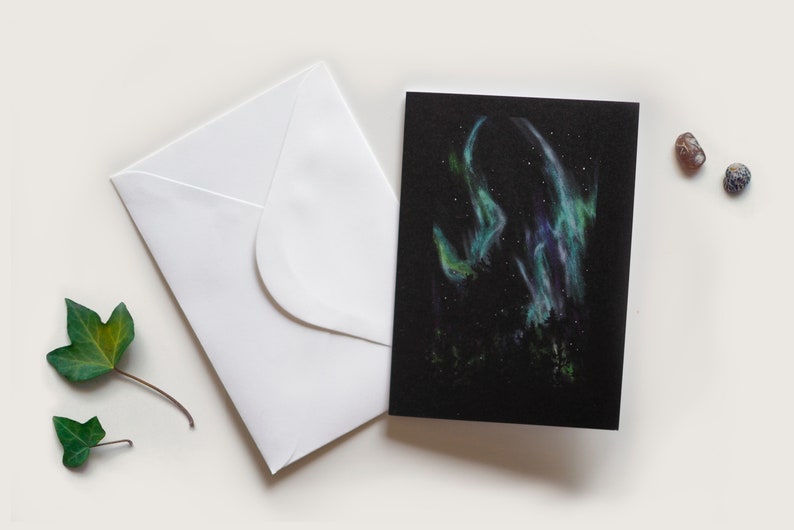 Winterkaart en envelop - Set van 4 wenskaarten om te versturen 1 carte Aurore 03
