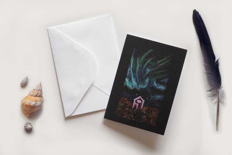 Winterkaart en envelop - Set van 4 wenskaarten om te versturen 1 carte Aurore 01
