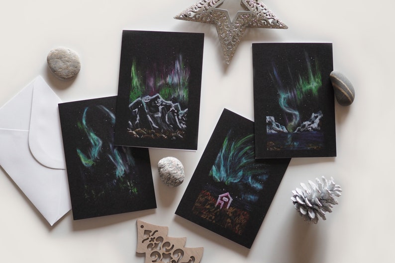 Winterkaart en envelop - Set van 4 wenskaarten om te versturen afbeelding 2