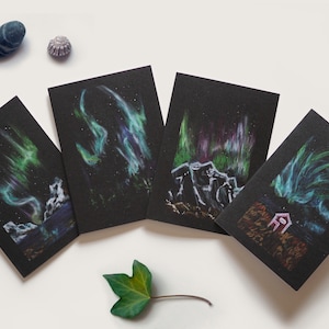 Carte Hivernale et Enveloppe - Lot de 4 cartes de voeux à envoyer