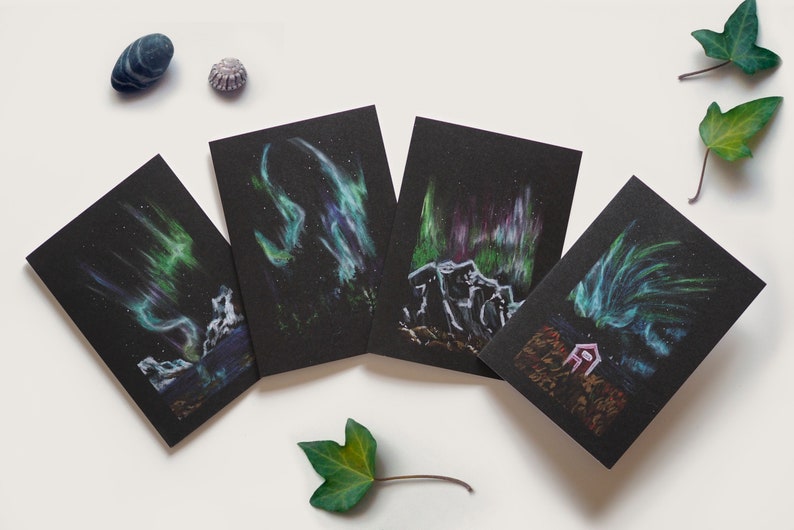Winterkaart en envelop - Set van 4 wenskaarten om te versturen Lot de 4 cartes