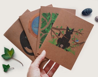 Carte Chat et Enveloppe - Lot de 4 cartes de voeux à offrir