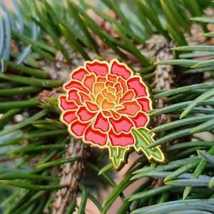 October birth flower enamel pin - Marigold brooch