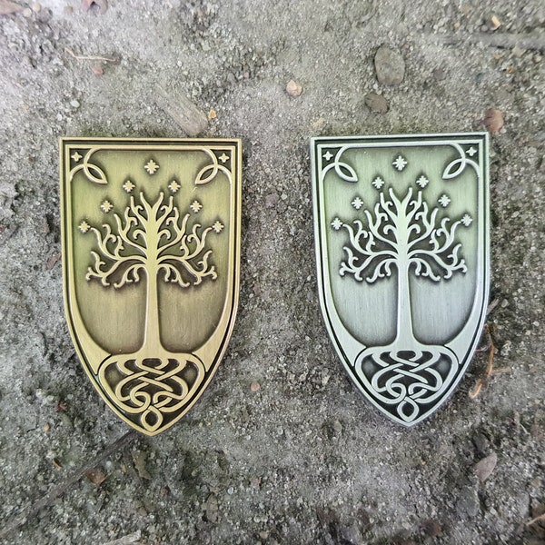 Broche en émail arbre blanc du Gondor bijoux lotr