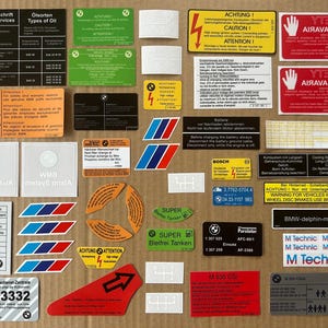 60pcs Exclusive set BMW E24 M635CSi M6 635CSi stickers set decals restoration engine bay