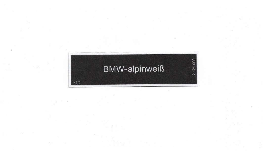 Bmw-alpinweiß Alpinweiss White Paint Sticker Label E21, E30, E12, E24 ...