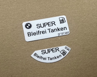 2pcs Information decals stickers White "SUPER Bleifrei Tanken" #2121497 #2121632