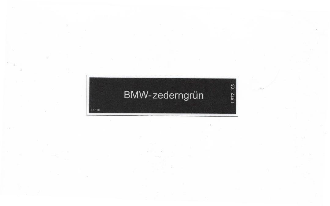 Bmw-zederngrün Paint Sticker Label Aufkleber E12 E21 E23 E24 E28 ...