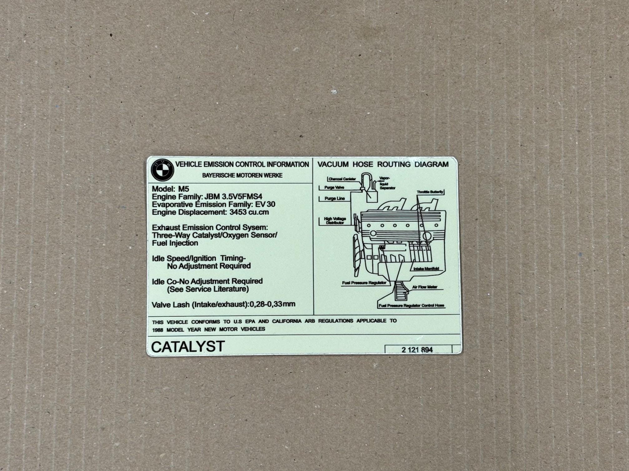 1x Information Sticker Decal CATALYST BMW M5 E34 #2121894 - Etsy