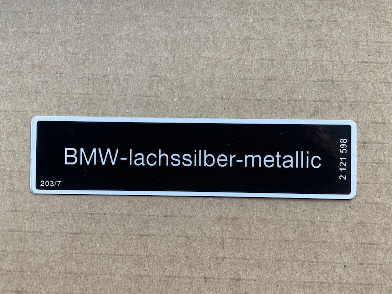 1x Bmw-lachssilber-metallic Paint Sticker Label E24 E28 E30 E32 E34 M3 ...