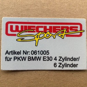 1x Informatiesticker "Wiechers Sport" veerpootzone BMW E30 #061005