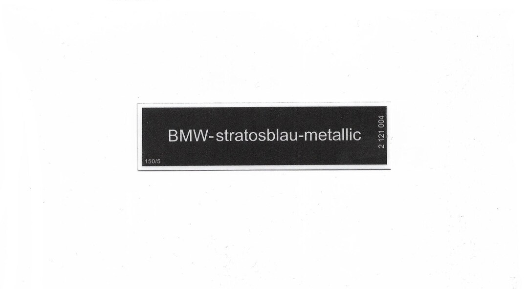 Bmw-stratosblau-metallic Paint Sticker Label E21 E12 E23 E24 E28 ...