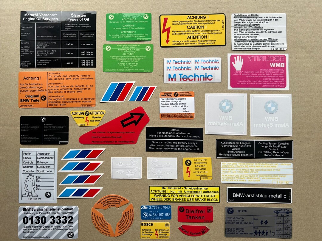 54pcs BMW E24 635csi Stickers Set Decals Restoration Engine Bay - Etsy