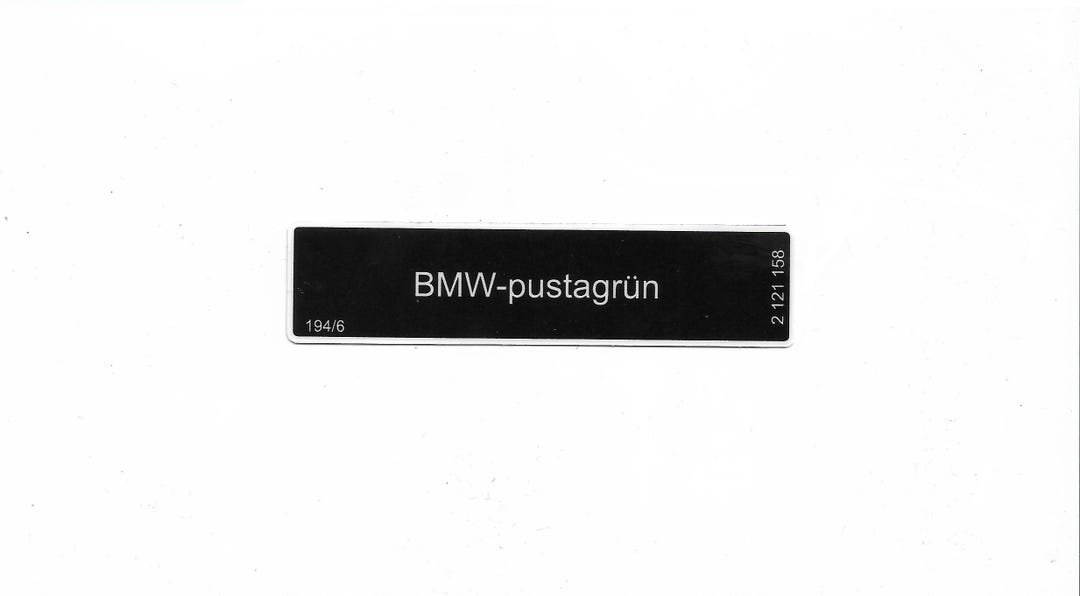 Bmw-pustagrün Paint Sticker Label Aufkleber E21 E23 E24 E28 M5 M6 ...