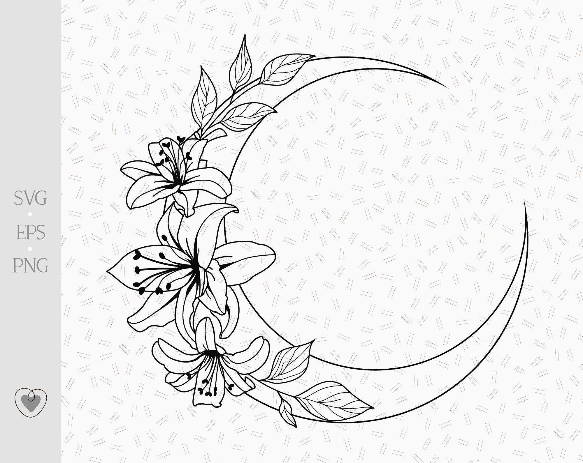 Floral Moon Svg, Hibiscus Svg, Celestial Svg, Cut File, Cricut