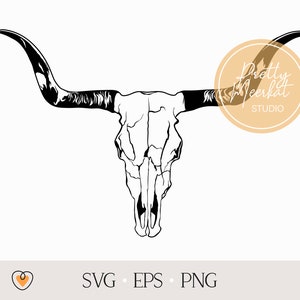 Crâne de taureau #5 svg, Crâne de vache svg, png