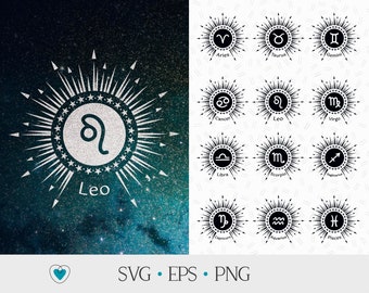 Zodiac svg Bundle, Zodiac signs, Astrology cut files, Horoscope png