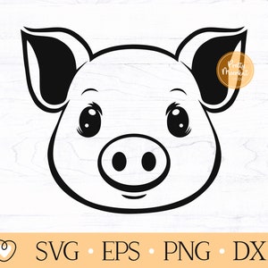 Pig Face svg, Cute Pig svg, Farm Animal svg,  Pig png, dxf