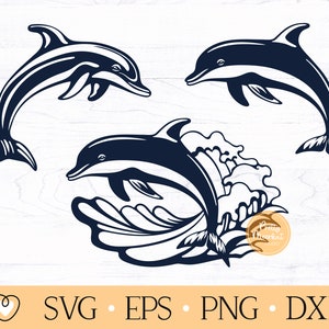 Delphin svg, Delphin mit Welle svg, Delphin schnitt Datei, Delphin Clipart