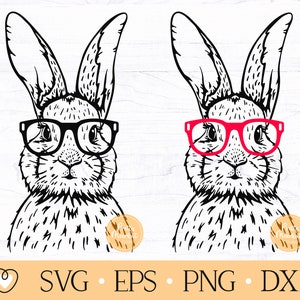 Bunny with Glasses svg, Easter Bunny svg, Bunny Face svg, Bunny Head svg, Rabbit svg, png file