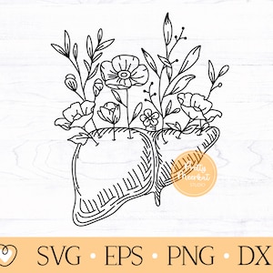Liver svg, Floral Liver svg, Liver with Wildflowers svg, png file