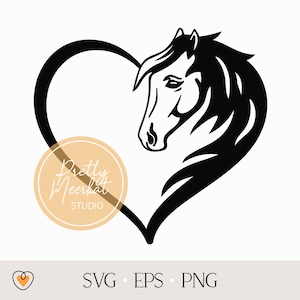 Horse svg, Horse heart svg, Horse silhouette svg, png files