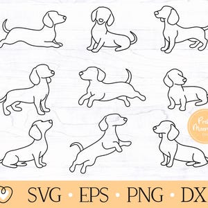 Dachshund svg, Line Art svg, Clipart svg, Sausage Dog svg, Dachshund Bundle svg, png