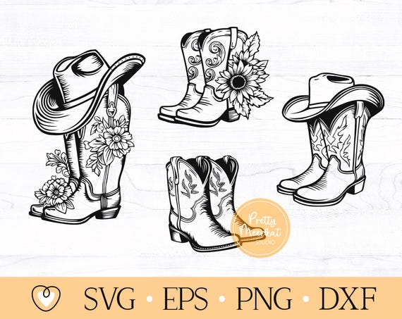 Cowboy Boots svg, Cowboy Boots svg Bundle, Cowgirl Boots svg, Western Boots svg, Rodeo svg, Cowboy Hat Svg, Floral Boots svg, png
